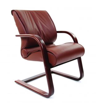 CH 445 WD кресло на деревянных полозьях - Кожа коричневая
