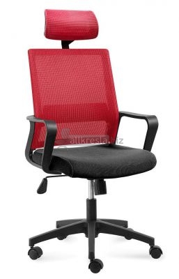 Кресло офисное / Бит / черный пластик / красная сетка / черная ткань