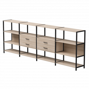 Набор стеллажных систем №4 ЭВО Евп 3245x385x1120 Дуб Соната/Черный