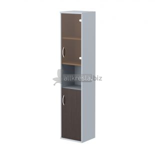IMAGO Шкаф колонка с малой глухой и стеклянной дверьми СУ-1.4(R) Венге Магия/Металлик