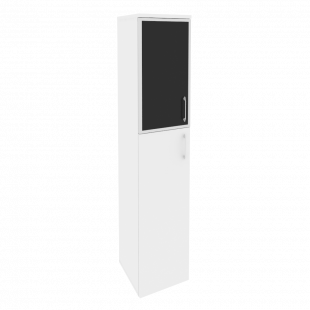 Onix Шкаф высокий узкий левый O.SU-1.7 R (L) black Белый бриллиант/Стекло black 400*420*1977
