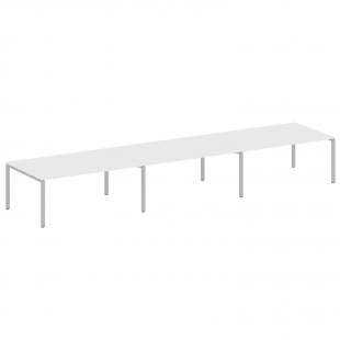 Metal System Перег. стол (3 столешницы) на П-оразном м/к БП.ПРГ-3.5 Белый/Серый металл 5400*1235*750