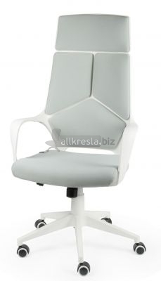 IQ white (АйКью) кресло белый пластик - Серая ткань /арт.8#12061/