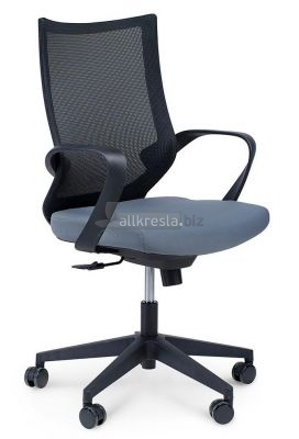 Кресло офисное / Спэйс LB / черный пластик / черная сетка / т.серая ткань