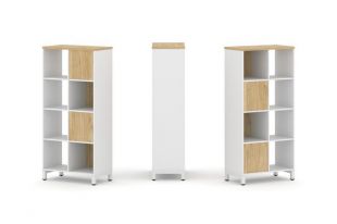 Стайл Проджект Набор стеллажа 2-х сторон., 4 яр. SN.NSD-421 Белый/Тиквуд Светлый/Металл Белый 754*400*1615 (style project)