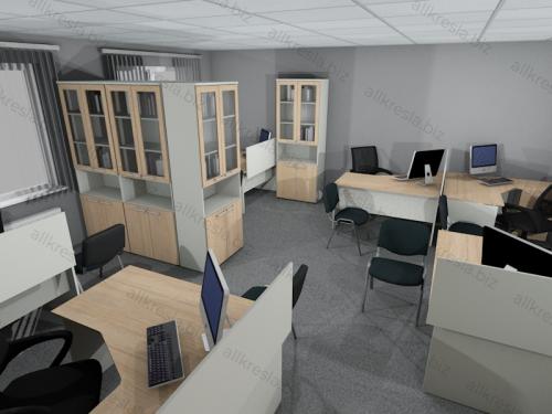 Сравнение двух серий мебели с серыми ногами в одном офисе (квадратный офис 33 м кв)