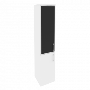 Onix Шкаф высокий узкий левый O.SU-1.2 R (L) black Белый бриллиант/Стекло black 400*420*1977