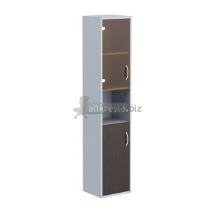 IMAGO Шкаф колонка с малой глухой и стеклянной дверьми СУ-1.4(L) Венге Магия/Металлик