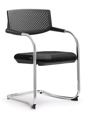 Кресло офисное / Самба black CF / хром / черный пластик / черная ткань
