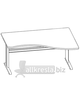 Купить эрго rus стол с асимметричной столешницей на металлокаркасе с приставной стороной 80 см ем-146r (1600х1100х760)