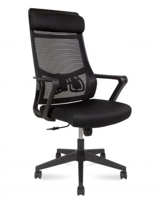Кресло офисное / Tender / черный пластик / черная сетка / черная ткань