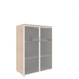 XTEN Шкаф со стеклянными дверьми в алюминевой рамке с топом XMC 85.7 Бук Тиара/Легно темный 856х432х1190