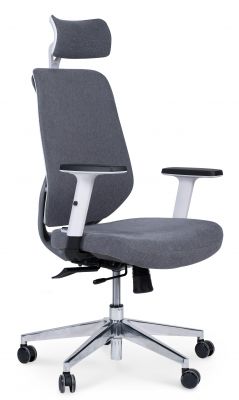 Кресло офисное / Имидж gray 2 / белый пластик / серая ткань