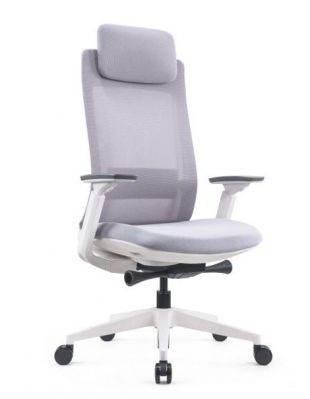 Кресло офисное / Oslo / серая сетка /серый пластик / база белая