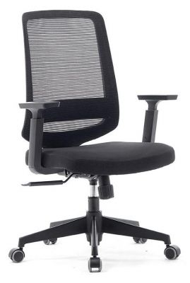 Кресло офисное / Лондон офис LB / черный пластик / черная сетка / черная ткань