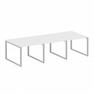 Metal System Перег. стол (3 столешницы) на О-оразном м/к БО.ПРГ-3.1 Белый/Серый металл 3000*1235*750