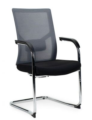 Кресло офисное / Сильвия gray CF / хром / серая сетка/ черная ткань
