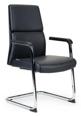 Кресло офисное / Лондон CF / хром / черный+черные вставки экокожа