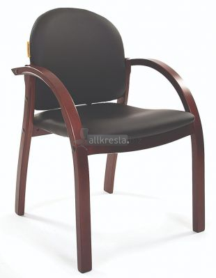 CH 659 темный орех кресло для посетителей - Черная экокожа