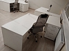 2 кабинета - 8 белых угловых столов + 3 прямых рабочих места, гардеробы, шкафы, тумбы