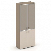 Купить estetica шкаф высокий широкий (2 низ. фасада лдсп+2 сред. фасада стекло лакобель в раме) es.st-1.2r u
