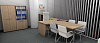 Дизайн-проект директорского кабинет с высокими стеклами. Мебель - Торр, Смарт, Аккорд. Серый пол, белые стены.