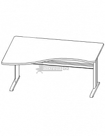 Купить эрго rus стол с асимметричной столешницей на металлокаркасе с приставной стороной 80 см ем-146l (1600х1100х760)