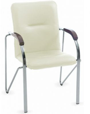 Купить офисный стул Samba (Самба) Хром - Молочная Экокожа Eco 10 - скидка