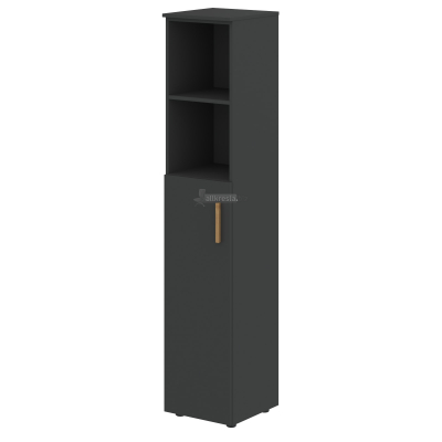 FORTA Шкаф колонка с глухой средней дверью и топом FHC 40.6(L) Черный графит/Черный графит 404х429х1983